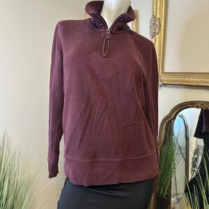 EDDIE BAUER Quarter Zip Sweatshirt Soft Burgundy Maroon Pullover Small 1/4